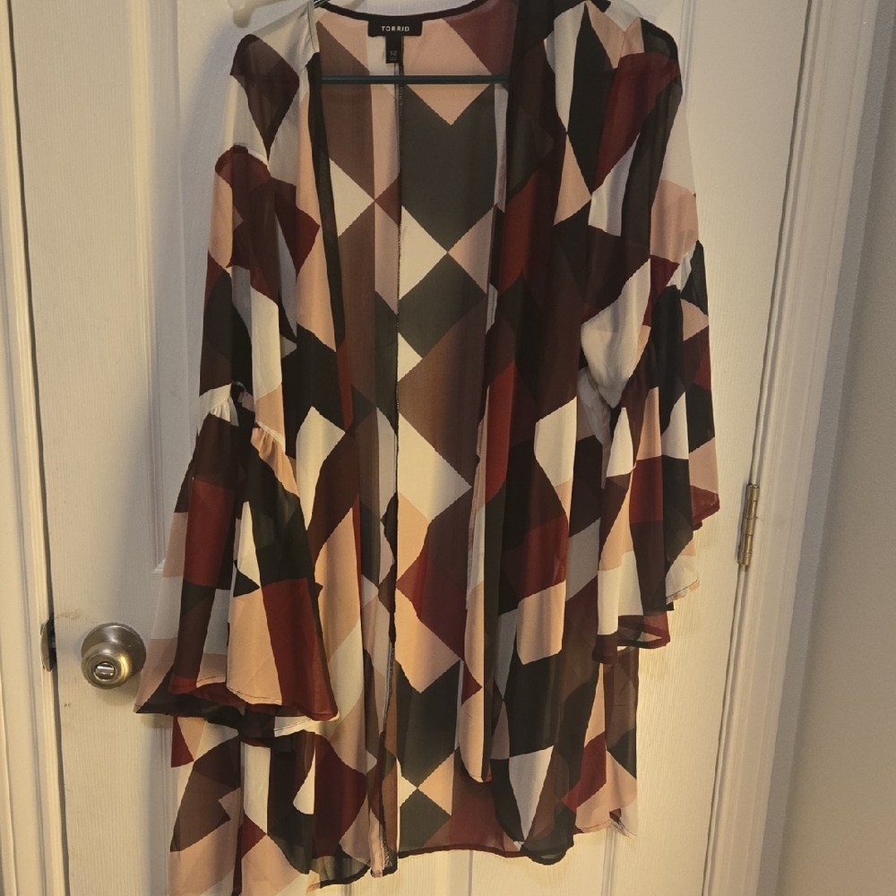 Torrid Geometric Patterned Tunic - Black, Red, Cream